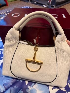 Gucci Softbit Textured White Leather Handbag
